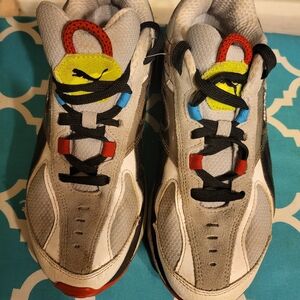 Puma Kids' Gray Sneakers with Red and Blue Accents